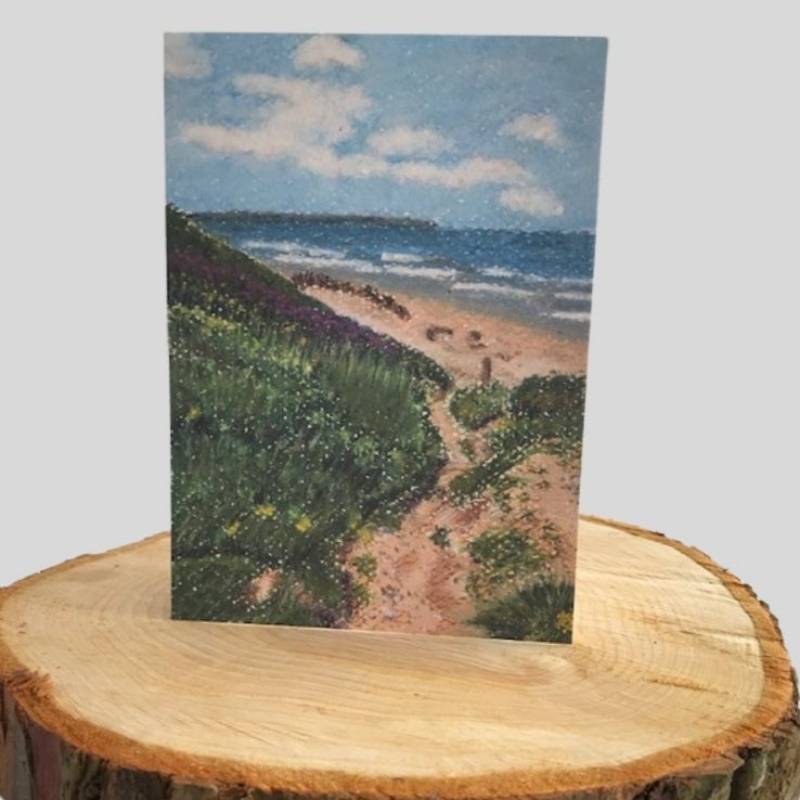 Coastal Path Greetings Card on log