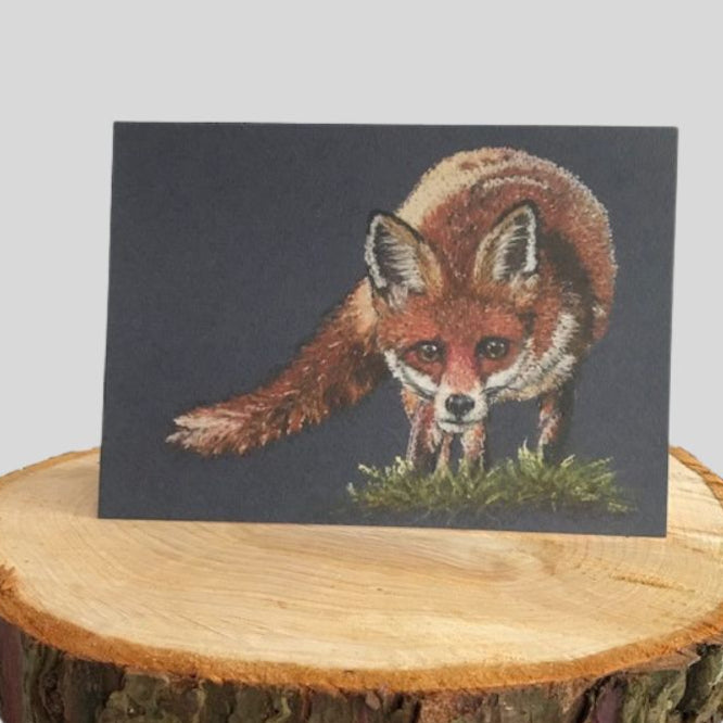 Fox Greetings Card on log