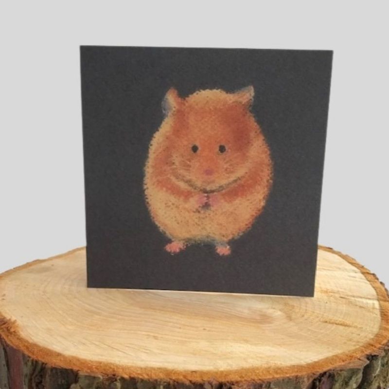 Hamster Greetings Card on log