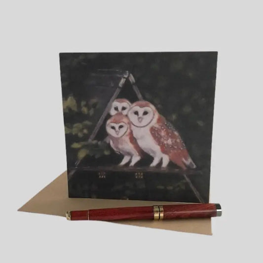 Barn Owls Greetings Card
