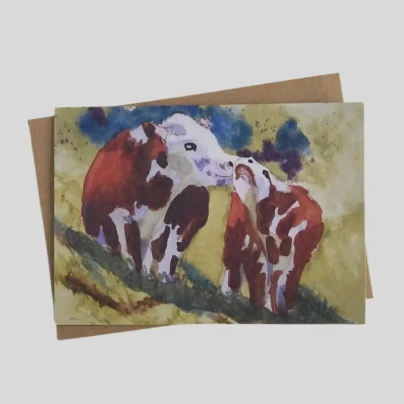 Cow & Calf Greetings Card