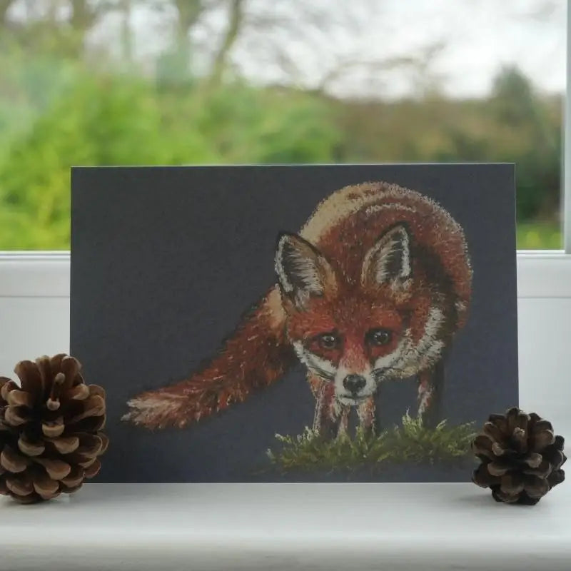 Fox Greetings Card on windowsill