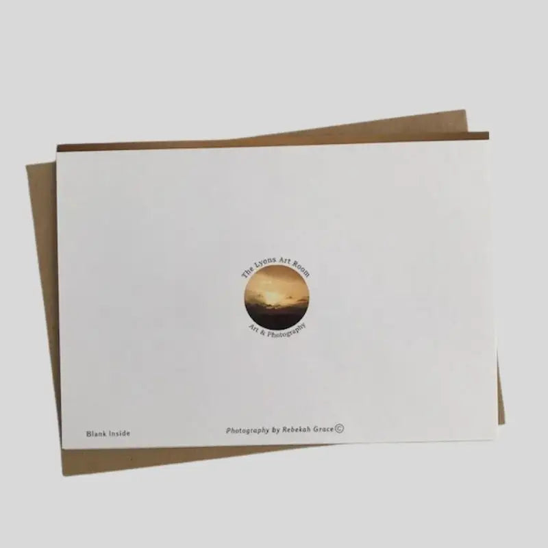 back of Golden Sunset Greetings Card