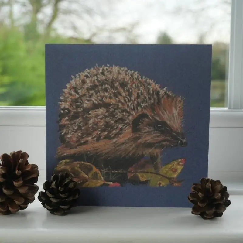 Pastel Hedgehog Greetings Card on windowsill