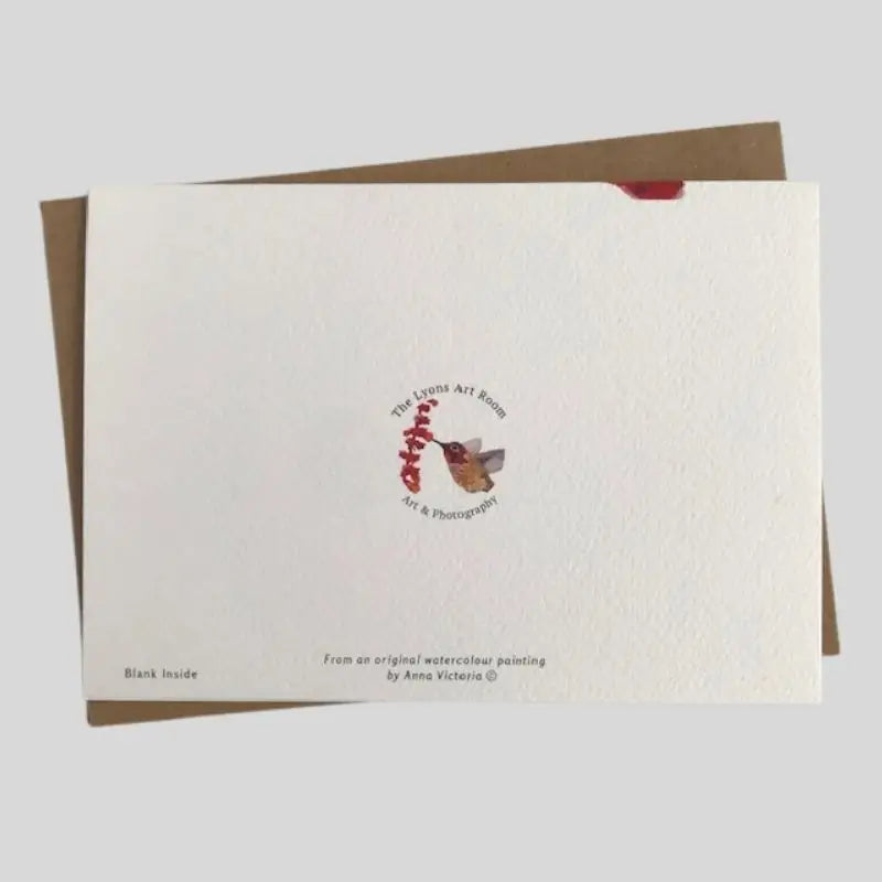 back of Humming Bird Greetings Card