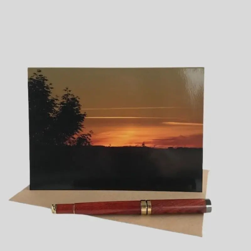 Red Sunset Greetings Card