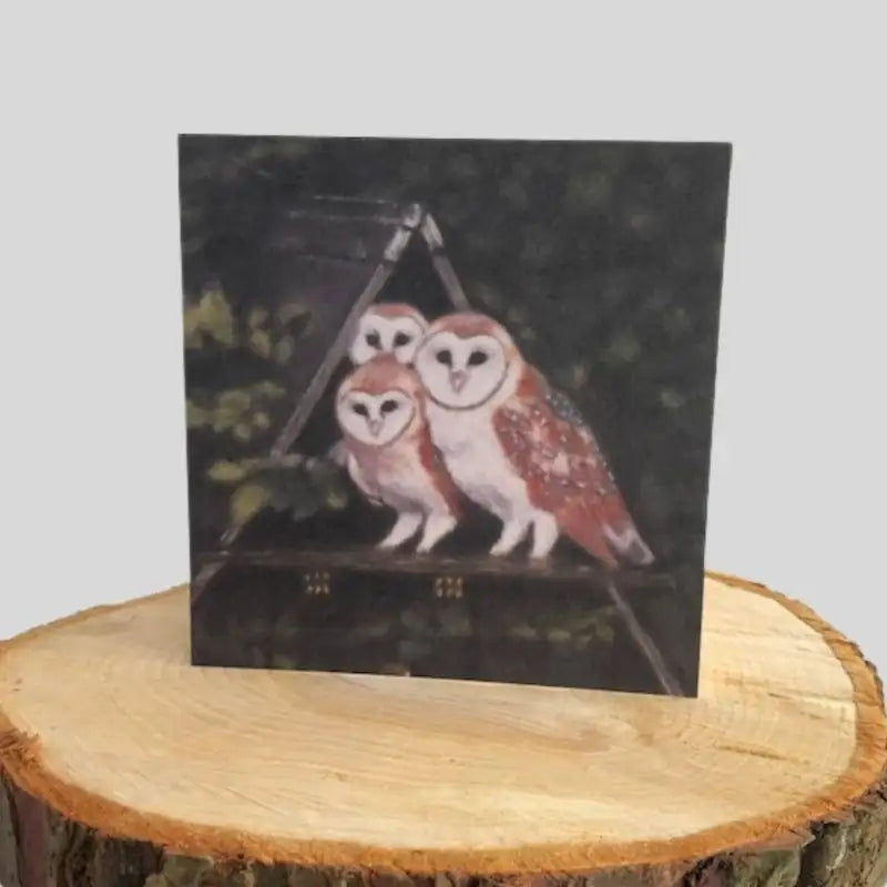Owl Greetings card on log