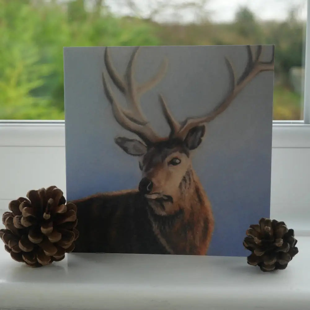 Stag Greetings Card on windowsill